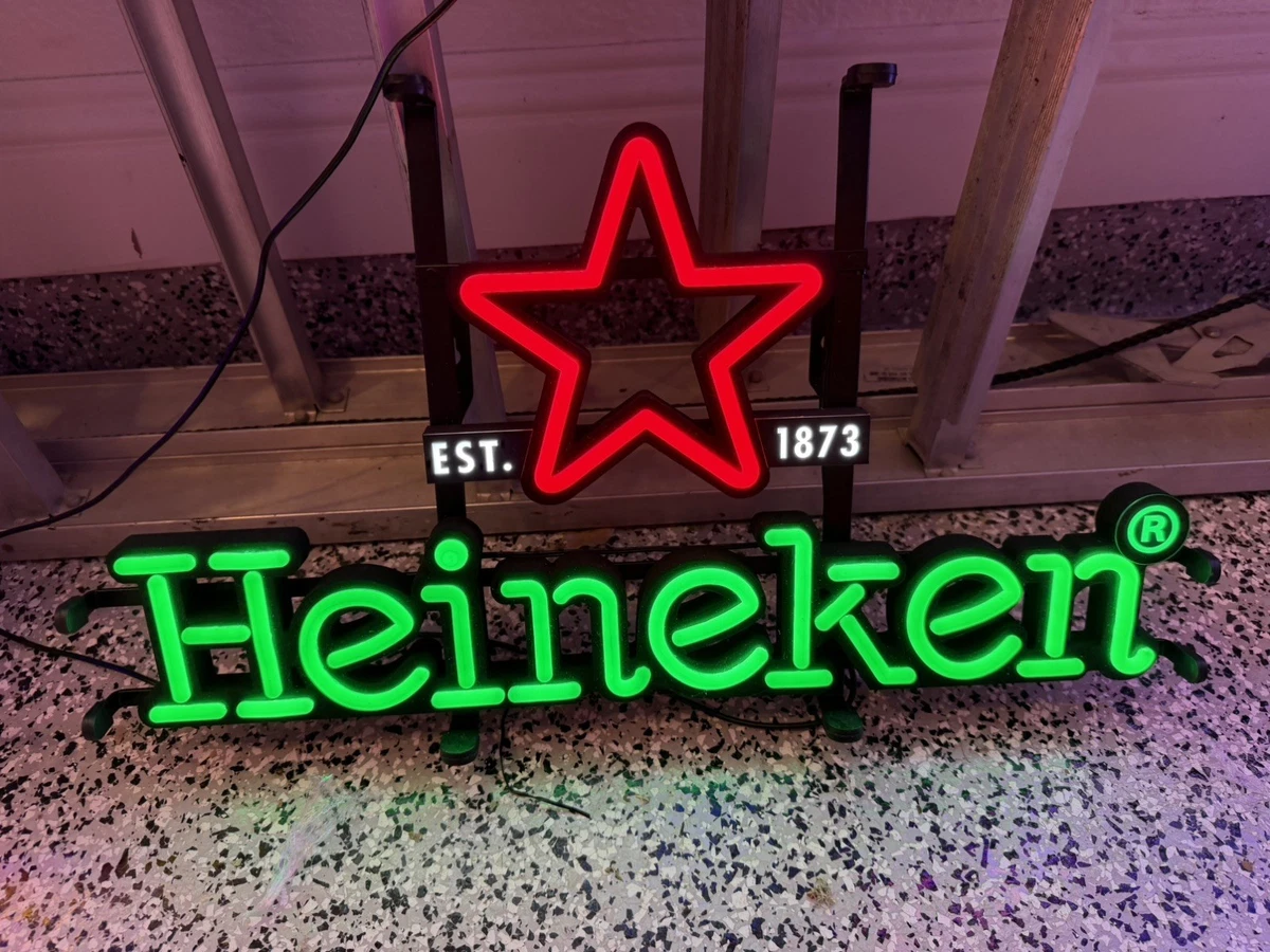 K♢964 Heineken 電光看板 希少品！！ VINTAGE HEINEKEN IMPORTED BEER LIGHT UP SIGN 19” X 13” AWESOME 2