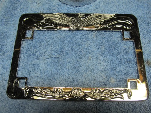 Eagle Spirit Chrome License Plate Ring Frame Cover Harley Chopper Sportster