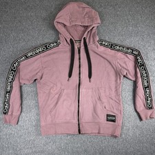 Calvin Klein Hoodie Women s Size S Logo Full Zip Performance Purple STAINED
