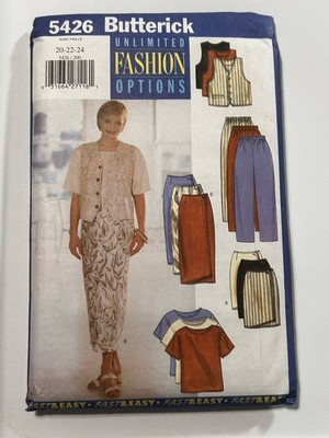 Butterick 5426 Vest, Skirt, Pants, Shirt Unlimited Fashion Option Pattern, 20-24