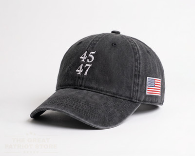 45 47 Hat USA Flag Washed Cap Patriotic Gift for Dad Husband Boyfriend