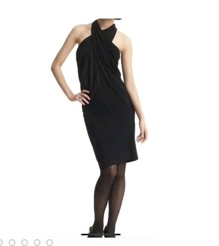 Donna Karan Infinity Black Midi Dress Sleeveless Strapless One-shoulder Large