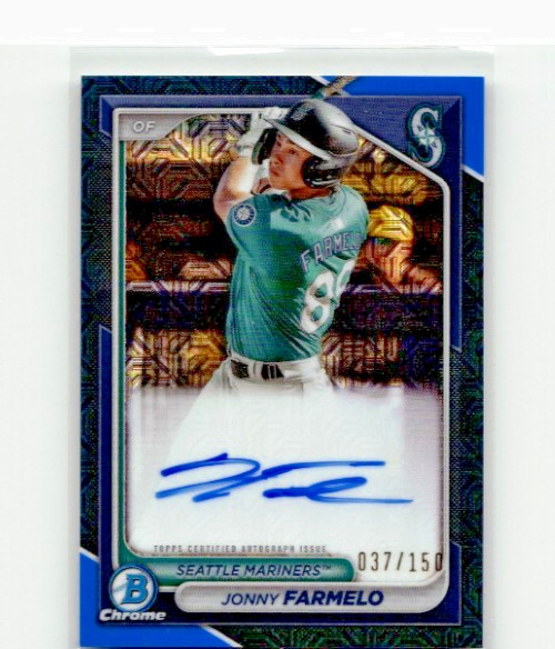 2024 Bowman Chrome Mega Box Prospect Mojo Blue Refractor /150 Jonny Farmelo Auto