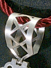 Curious Vtg 80s Hand Made Sterling Silver Malachite & Carved Monkey Pendant 4.5" — photo 3