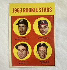 Topps 1963 Rookie Stars Dick Egan Gaylord Perry Tommie Sisk #169 Card. rookie card picture