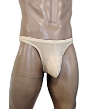 Men's Thong Size Large Underwear Standard Pouch Nude Color Beige Made in USA