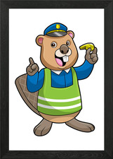 Beaver Police Whistle Framed Wall Art Poster Canvas Print Picture