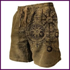 Men's Sweat Shorts Beach Shorts Terry Shorts Drawstring Elastic Waist 3D.