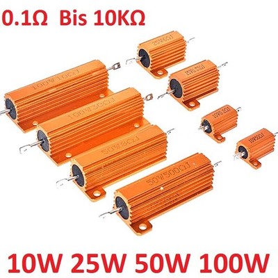 RX24 Power Aluminium Drahtwiderstand Lastwiderstand 10W 25W 50W 100W 0.1Ω-10KΩ