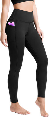 Damen Sportleggings High Waist Compact mit Tasche Push up Bauchweg Fitnesshose