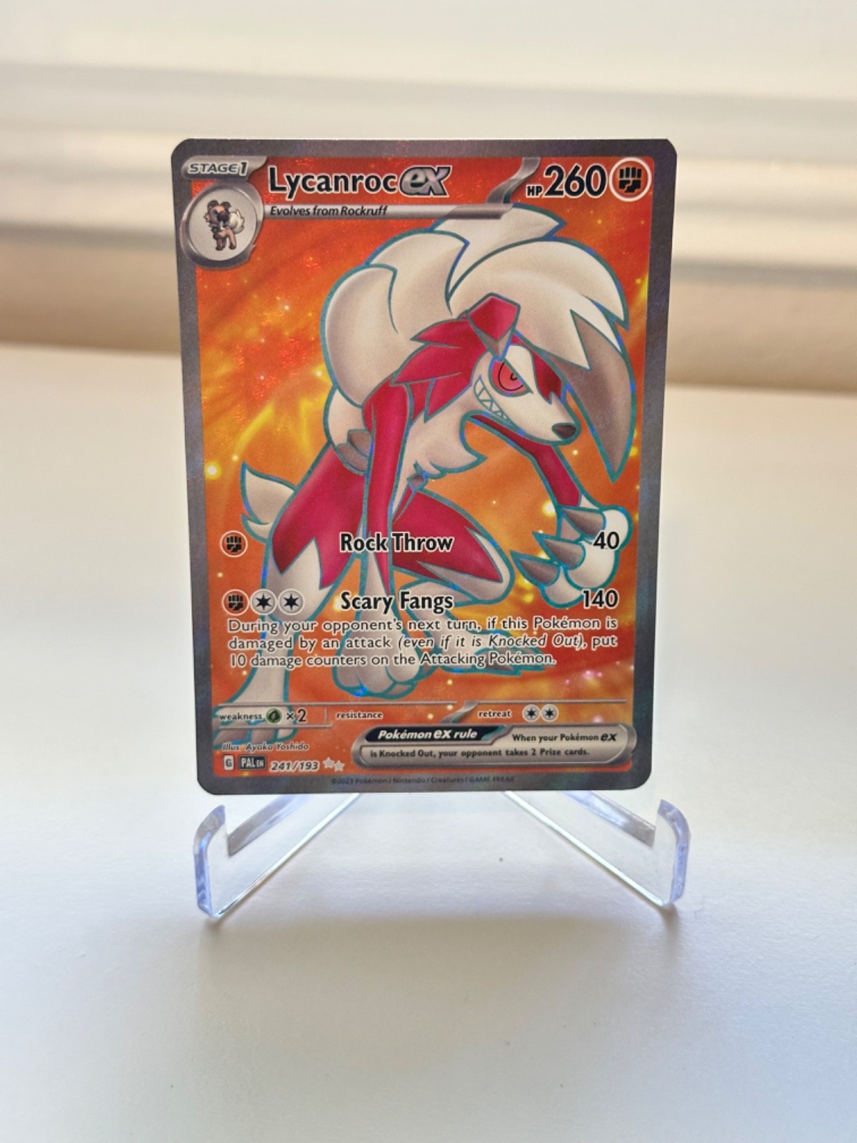 Pokemon Lycanroc ex 241/193 Sv02: Paldea Evolved Ultra Rare Full Art NM/M+