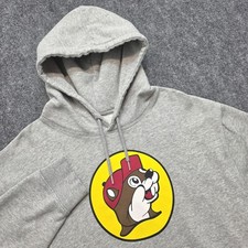 Buc-ees Men's 2XL Heather Gray Graphic Beaver Logo Pullover Hoodie Sweatshirt