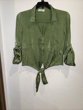 Made In Italy 100 Viscosa Woman's Premium Blouse Button Up/Size Large