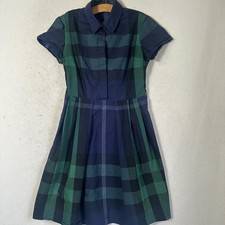 Burberry London dress jumper girls L blue black plaid pleated short sleeve