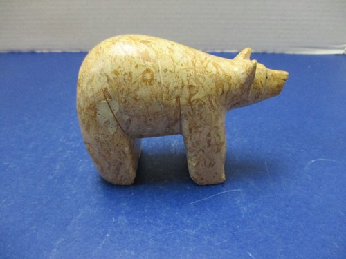 Carved Soapstone Walking Bear 4.5" Wide Inuit Style