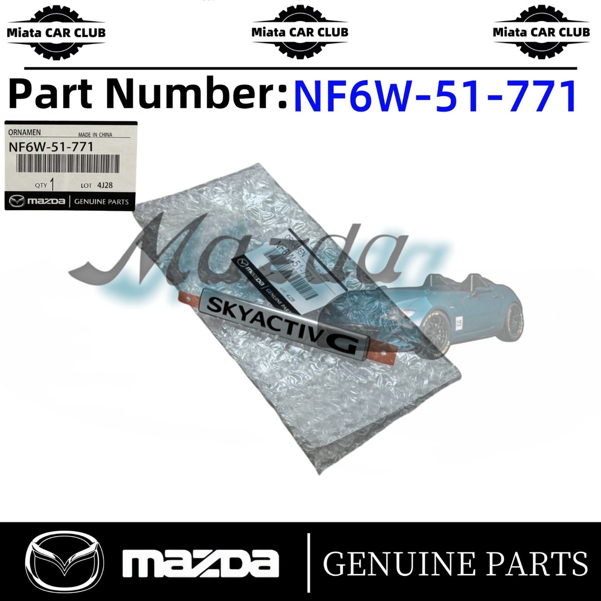 2020-2025 Mazda MX-5 Miata Rear Chrome Skyactiv Bumper Emblem OEM