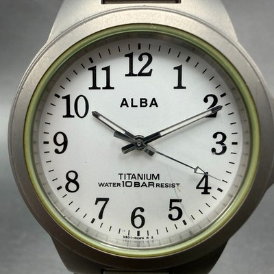 Seiko Alba Watch Men 35mm White Dial Titanium Round V501-0DN0 New 