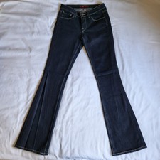 Hard Tail Women's Size 26 Y2K Dark Wash Denim Flared Jeans Stretchy USA Made
