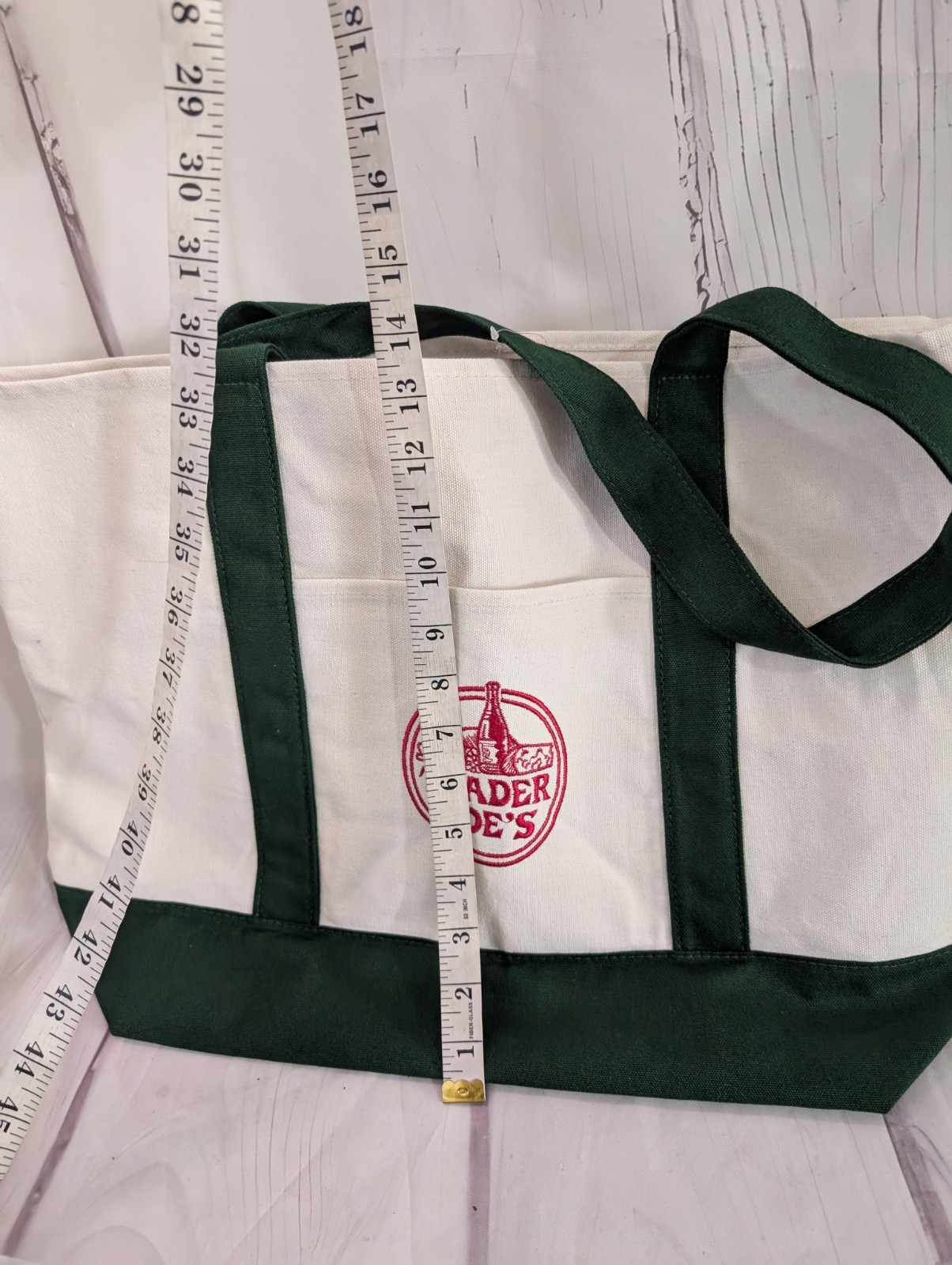 NWT Trader Joe’s Large Canvas Tote Bag Christmas Green Limited Edition Reusable