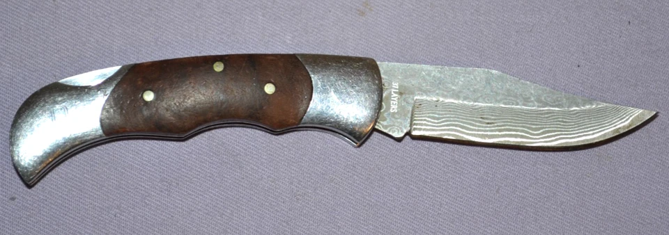 Cuchillo Plegable Boker Magnum Lady Block-back Damasco Hoja Plana Mango Madera-Excelente Foto 2 de 4