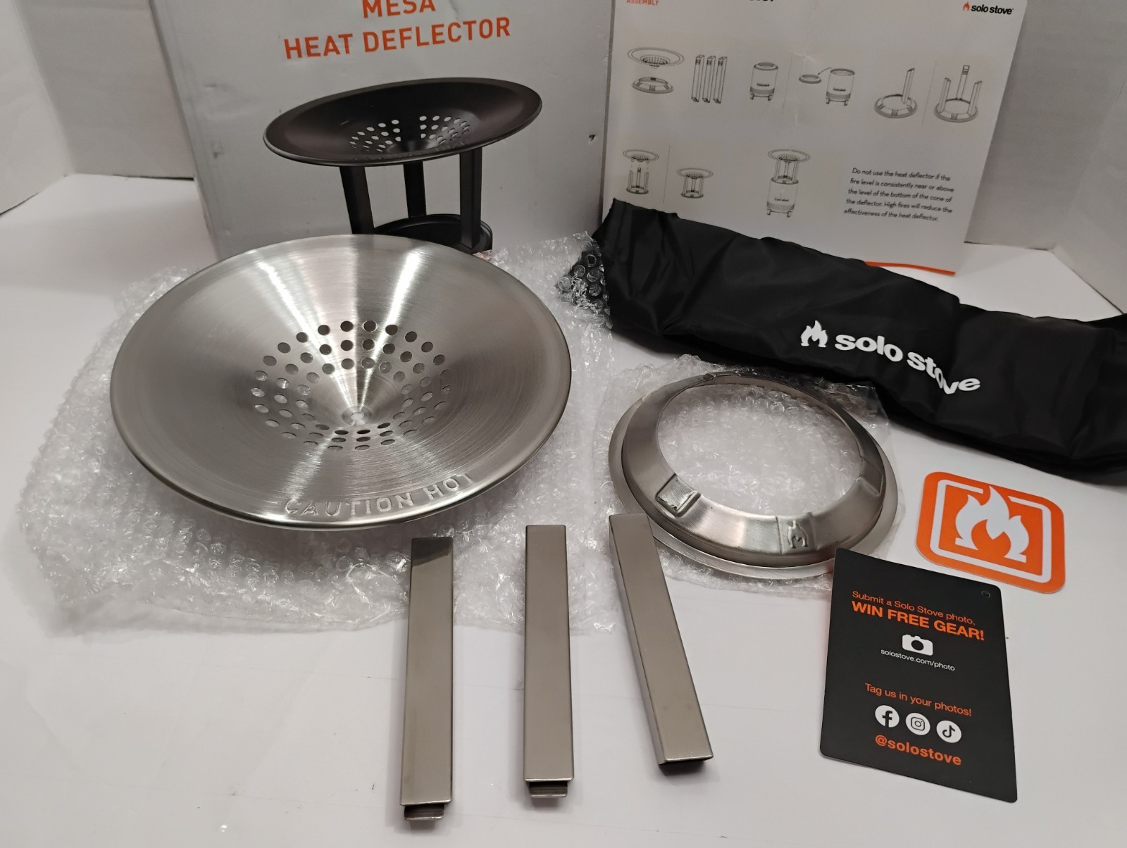 Solo Stove Mesa Heat Deflector for Table Top Fire Pit Stainless w/ Carry Bag