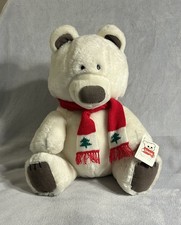 R. Dakin 1984 80s White Teddy Bear Plush Stuffed Animal 14" Vintage Christmas
