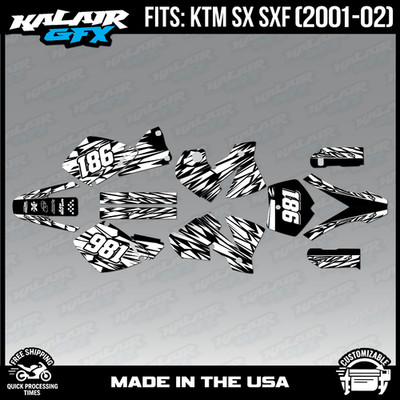 Graphics Kit for KTM SX SXF 125 250 380 520 525 (2001-2002) Twitch - White