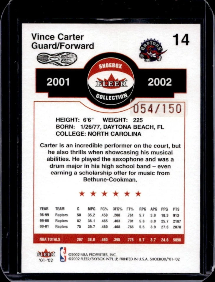 2001-02 Fleer Shoebox Vince Carter Footprints #54/150 Raptors - Image 2 of 2