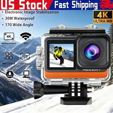 4K EIS Action Camera Waterproof Helmet Cam Dual Screen for Motorcycle Cycling