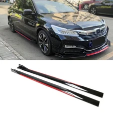 For Honda Accord 86" Side Skirt Extension Rocker Panel Splitter Glossy Black Red