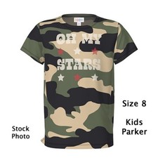Size 8 KIDS PARKER TEE  OH MY STARS  4th of July, Americana, USA, camouflage