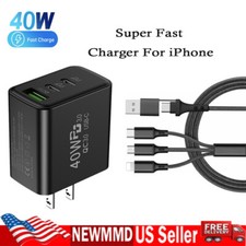 6A Multi Charging Cable 3 in 2 Multiple Fast Charger For iPhone 16 15 14 Pro Max