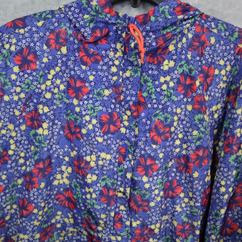 Ann Taylor Poncho Rain Resistant Jacket Womens XS/S Floral Blue Zip Up Hooded - Picture 3 of 16