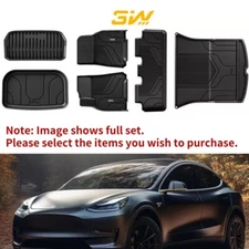 3W Car Floor Mats for Tesla Model Y 2020-2024 3D TPE All-Weather Liner Full Set