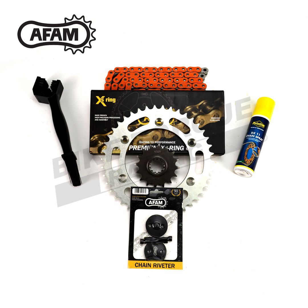AFAM 520 Pitch Orange X-ring Chain and Sprocket Kit fits