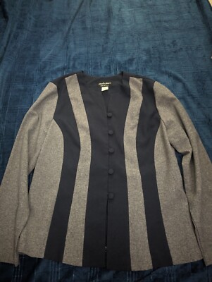 Chad's Place Grey Navy Blazer Pants Matching Set Striped 