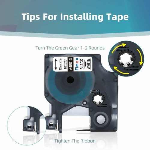5PK 45013 Black on White Label Tape For Dymo Labelmanager 160 420P S0720530 12mm - Picture 3 of 12