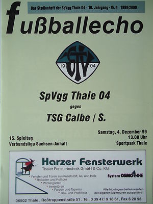 Programme 1999/00 SpVgg Thale 04-TSG Calbe