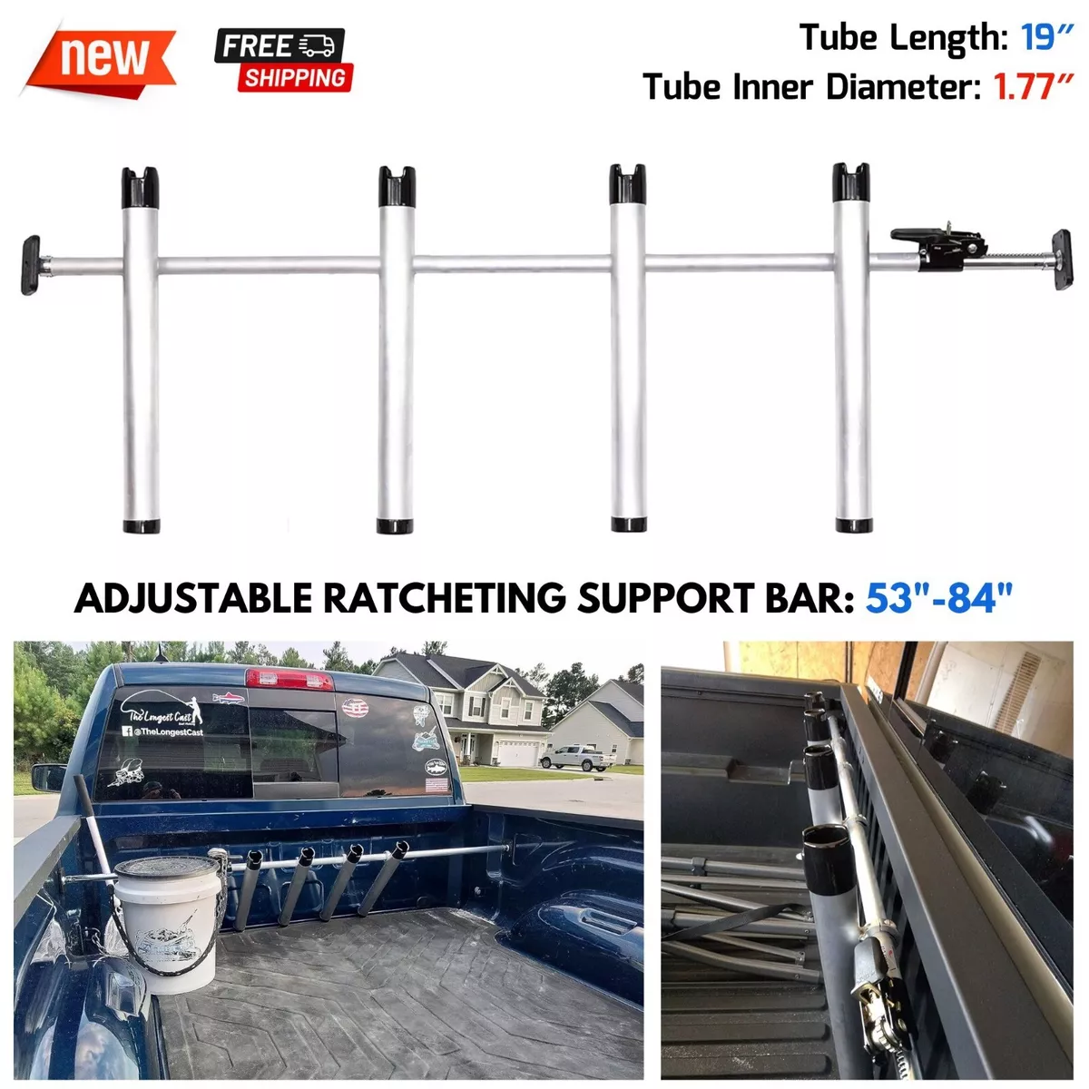 Spinning Surf Fishing Rod Holder Wade Fishing Pole Rack for Truck Bed Traveling
