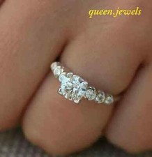 Lab-Created 1.94CT Round Cut Diamond VVS1 Engagement Ring 14K White Gold Finish
