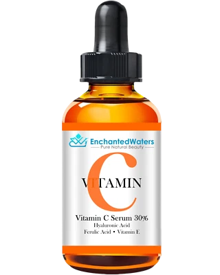 ENCHANTED WATERS VITAMIN C 30% Facial Serum + HYALURONIC ACID + FERULIC ACID Anti-Aging Gel Cream