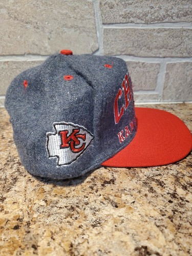 Cappello vintage Drew Pearson KC Chiefs Snapback Deadstock lana Kansas City grigio NFL - Foto 3 di 10
