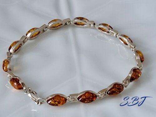 Amber Bracelet sterling silver with a silver 925 Lobster Clasp, length 19cm - Picture 4 of 15