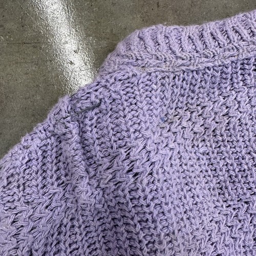 Vintage Purple Distressed Handmade Cardigan Sweater Large 50s 60s - Picture 6 of 8