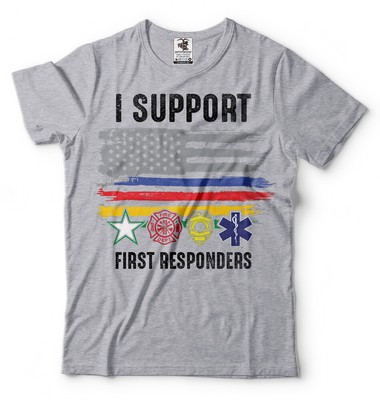T-shirt Uomo Primo Risponditore - Vigili Del Fuoco Polizia EMT Militare Con Bandiera Americana (Taglia M, Fruit Of The Loom)