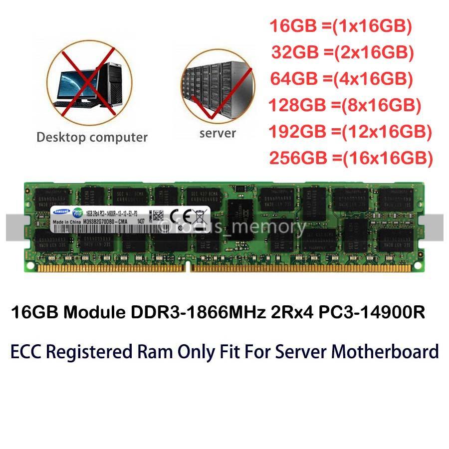 Samsung 16GB 32GB 64GB 128GB 256GB DDR3 1866 MHZ PC3-14900R 2RX4