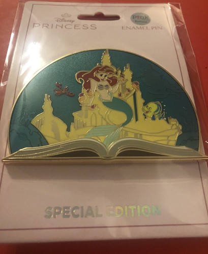 Disney PALM Pink A La Mode Little Mermaid Storybook Ariel & Flounder LE 300 Pin - Picture 3 of 5