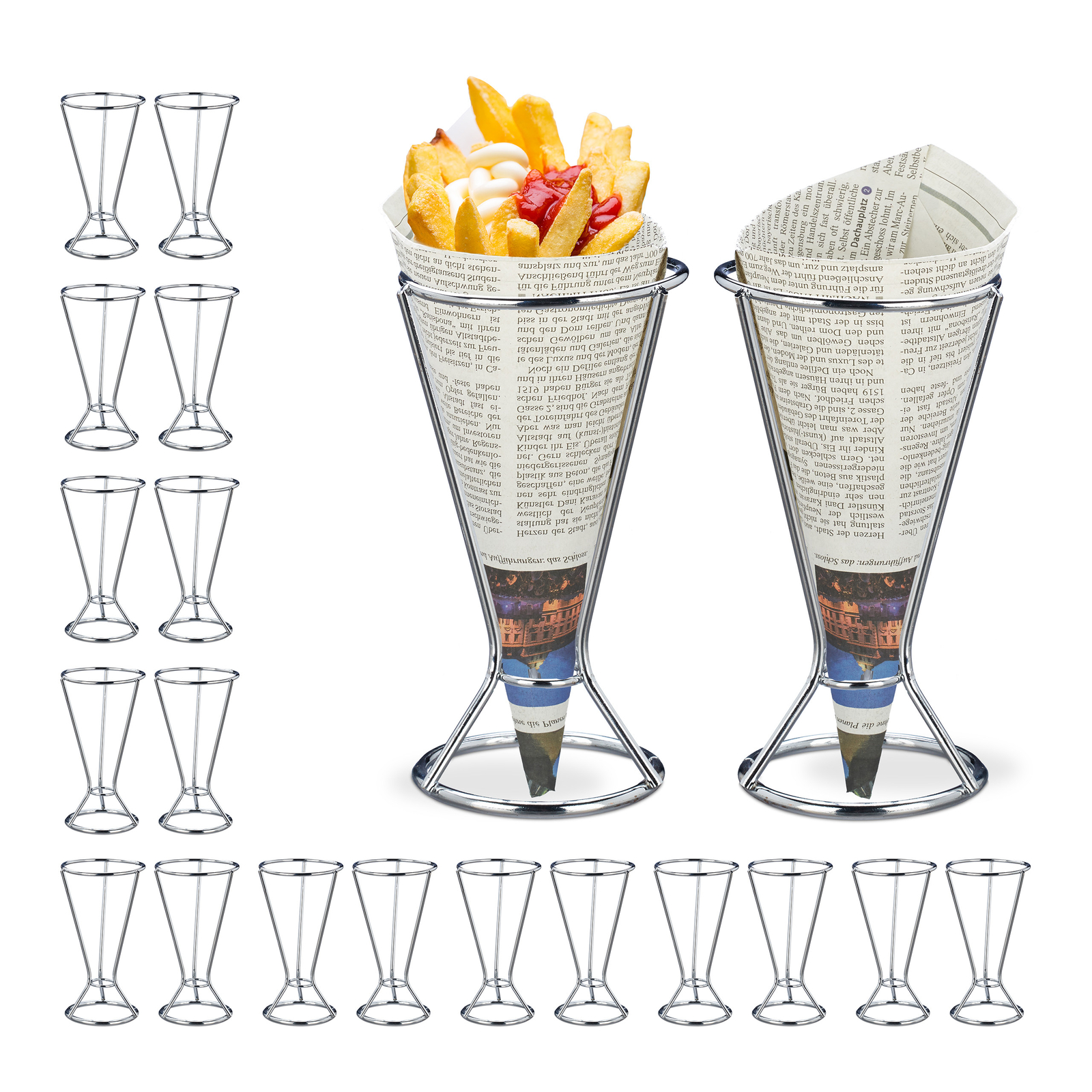 Soporte patatas fritas cesta para snacks 120 g plateado soporte para aperitivos