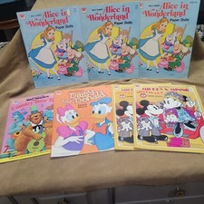 Lot 7 Walt Disney Paper Doll Book Country Bear Band, Alice Mickey, Daisy Donald