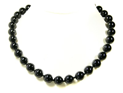 Bezaubernde Edelsteinkette aus Onyx in Kugelform Ø-12 mm